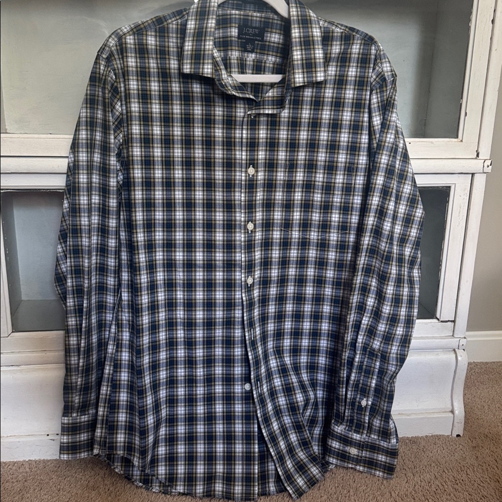 J. Crew Navy and White Plaid Shirt